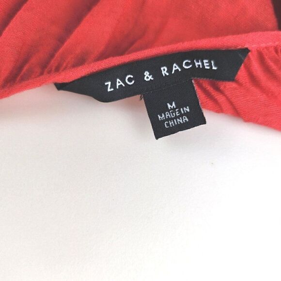 ZAC & RACHEL Red Beaded 3/4 Bell Sleeve Blouse Peasant Swing Top Womens Sz M $48 - Picture 7 of 7